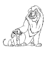 A coloring page of the lion king